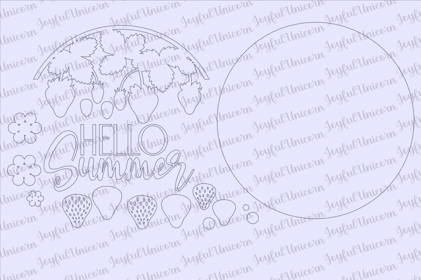 Hello Summer Wood Round Sign SVG, Strawberry Welcome Sign SVG, Summer Laser Cut File, Glowforge and Cricut Ready File, Front Door Decor - Image 3