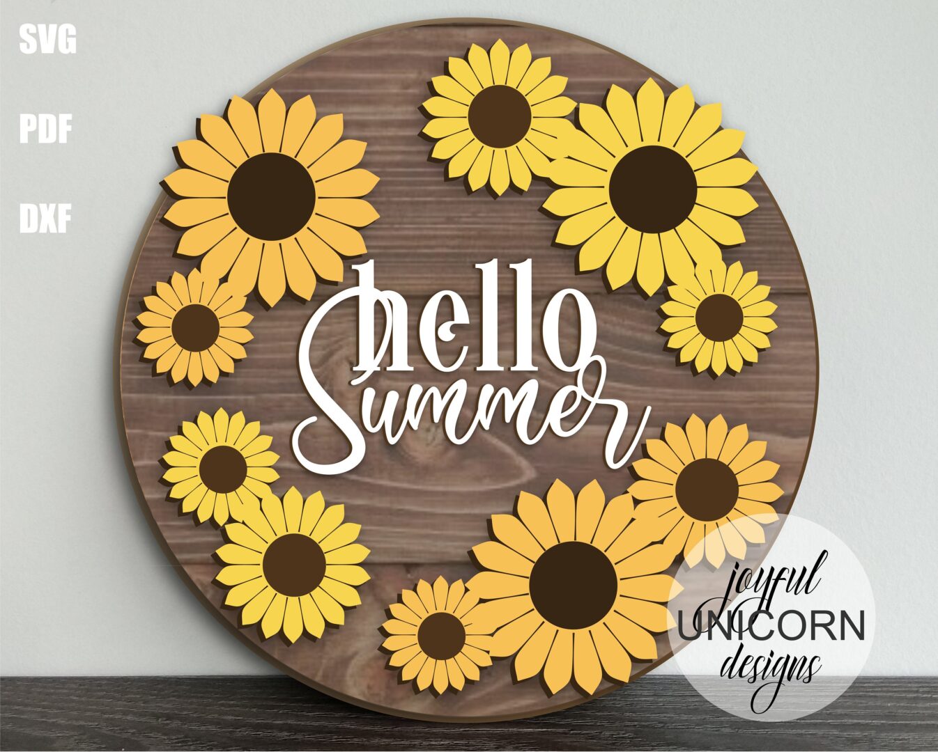 Summer Wood Round Signs SVG Bundle, Summer Door Hangers Bundle, Laser Cut Files, Glowforge and Cricut Ready Files, Summer Front Door Decor - Image 5