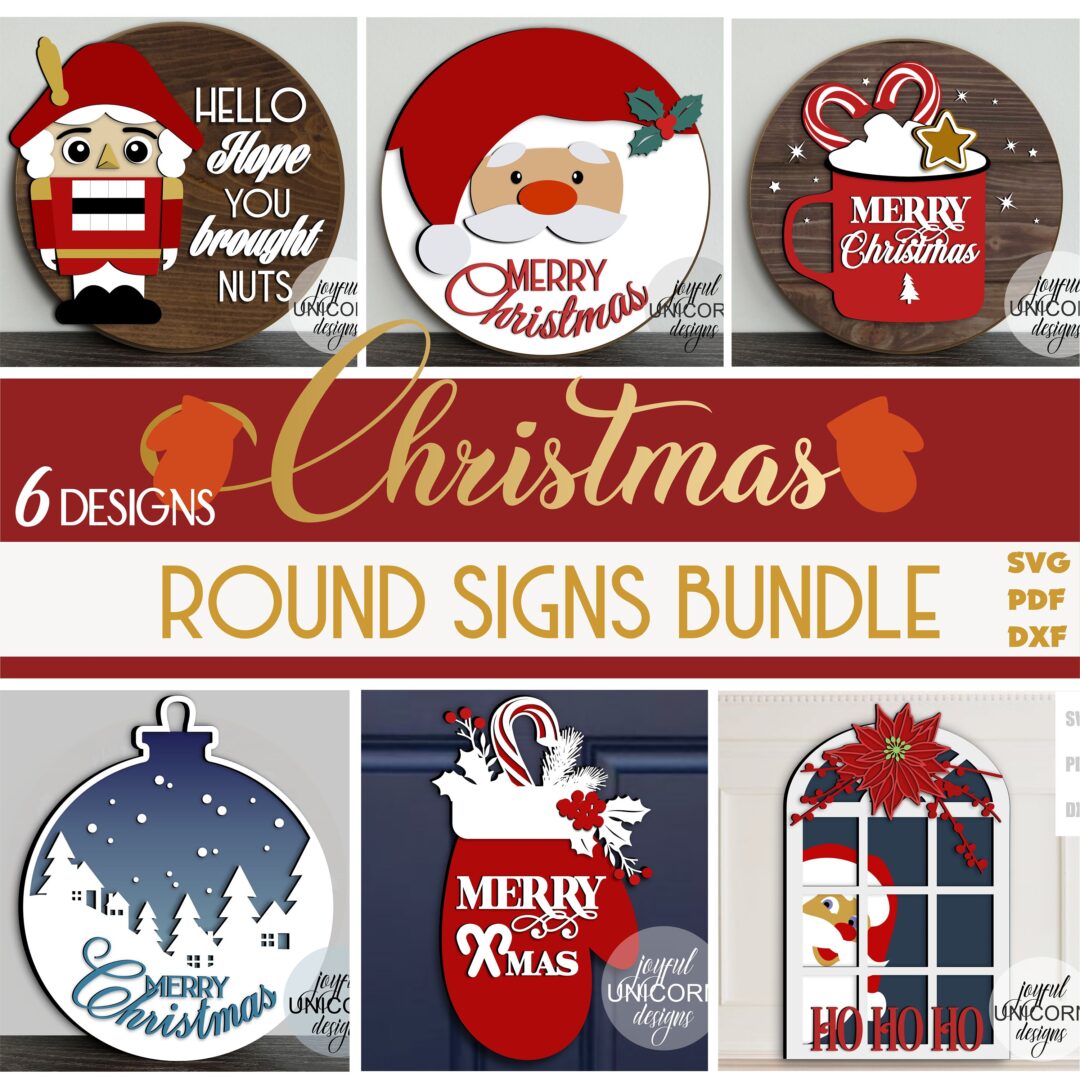 Christmas Door Hanger SVG Bundle, Glowforge Ready Files, Christmas Welcome Signs, Front Door Decor, Winter Holiday Signs, Laser Cut Files