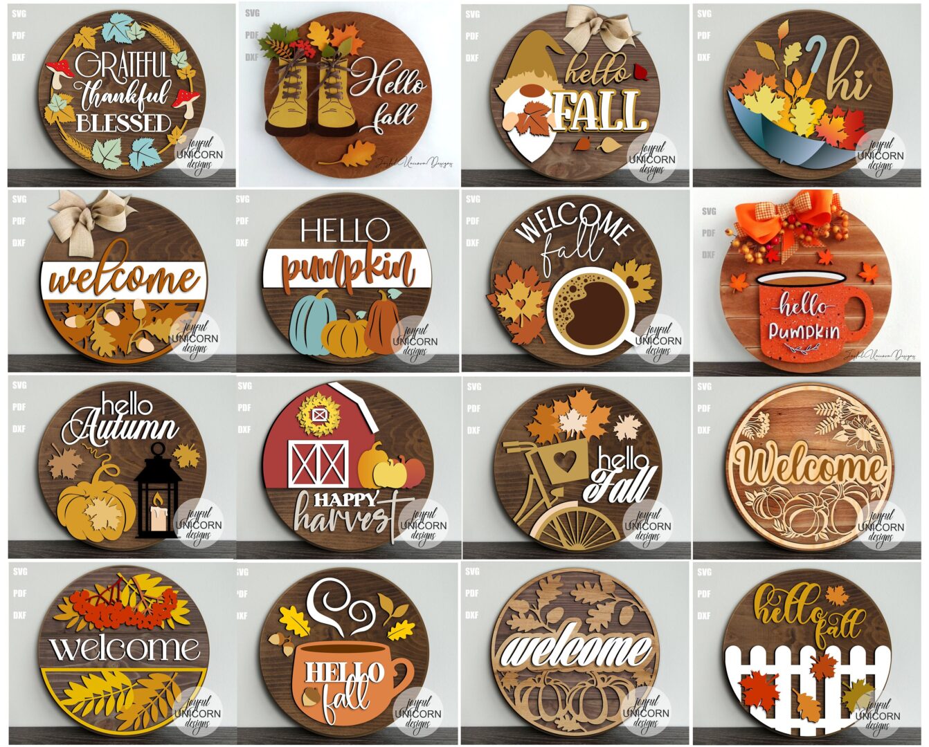 Autumn Door Hangers SVG Bundle, Fall Welcome Signs, Glowforge and Cricut Ready Files, Laser Cut Files, Autumn Front Door Decor SVG - Image 9
