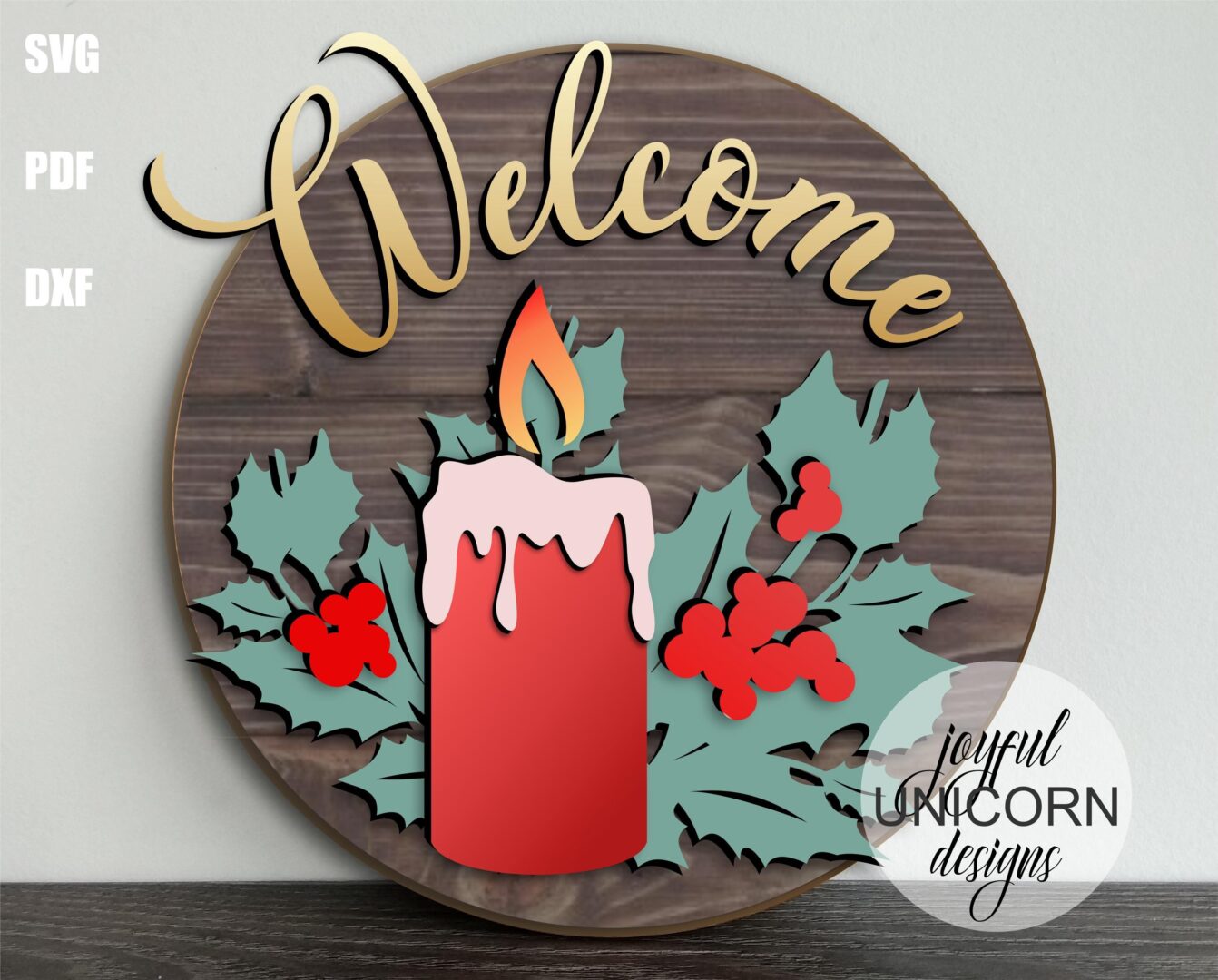 Christmas Wood Round SVG Bundle, Winter Holiday Door Hangers SVG, Glowforge and Cricut Ready Files, Front Door Signs SVG, Laser Cut Files - Image 6