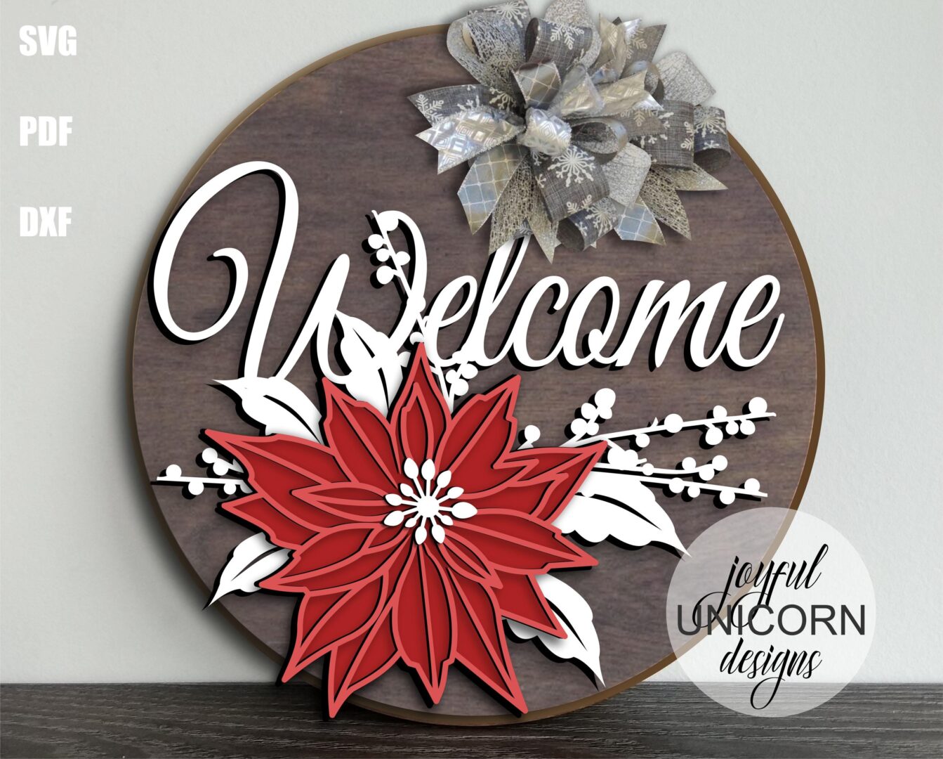 Christmas Wood Round SVG Bundle, Winter Holiday Door Hangers SVG, Glowforge and Cricut Ready Files, Front Door Signs SVG, Laser Cut Files - Image 7
