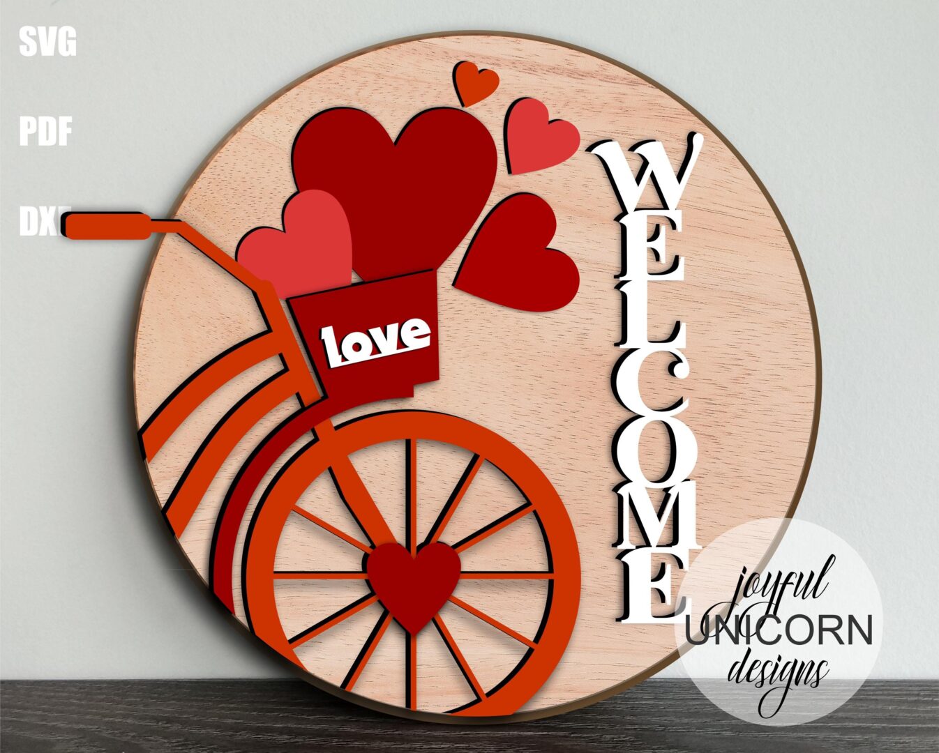 Valentine's Day Door Hangers SVG Bundle, Valentine Round Signs Bundle, Valentine Welcome Signs, Glowforge and Cricut Ready Files, Door Signs - Image 3