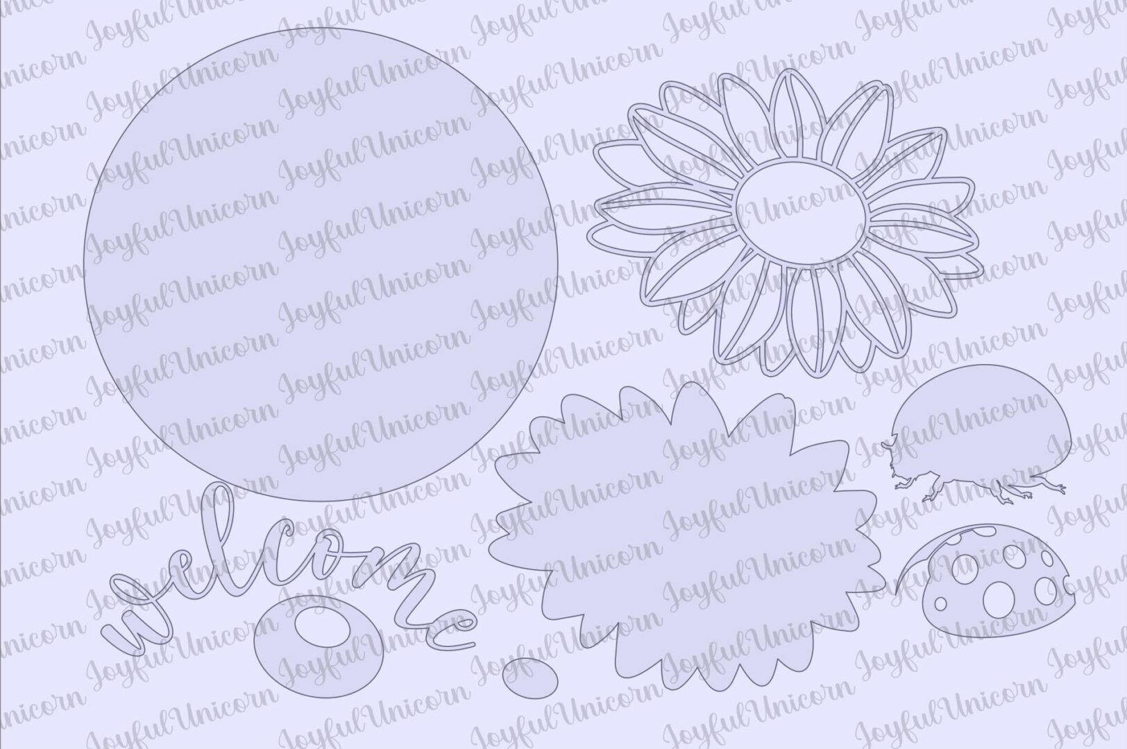 Daisy Welcome Sign SVG, Ladybug Door Hanger Svg, Spring Front door Decor, Glowforge and Cricut ready File, Summer Wood Round Sign SVG - Image 3