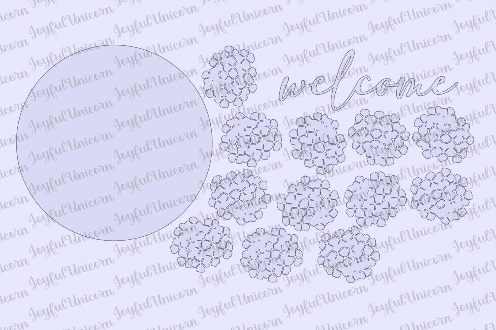 Hydrangea Welcome Sign SVG, Floral Door Wreath, Spring Round Sign SVG, Glowforge and Cricut Ready File, Laser Cut File - Image 3