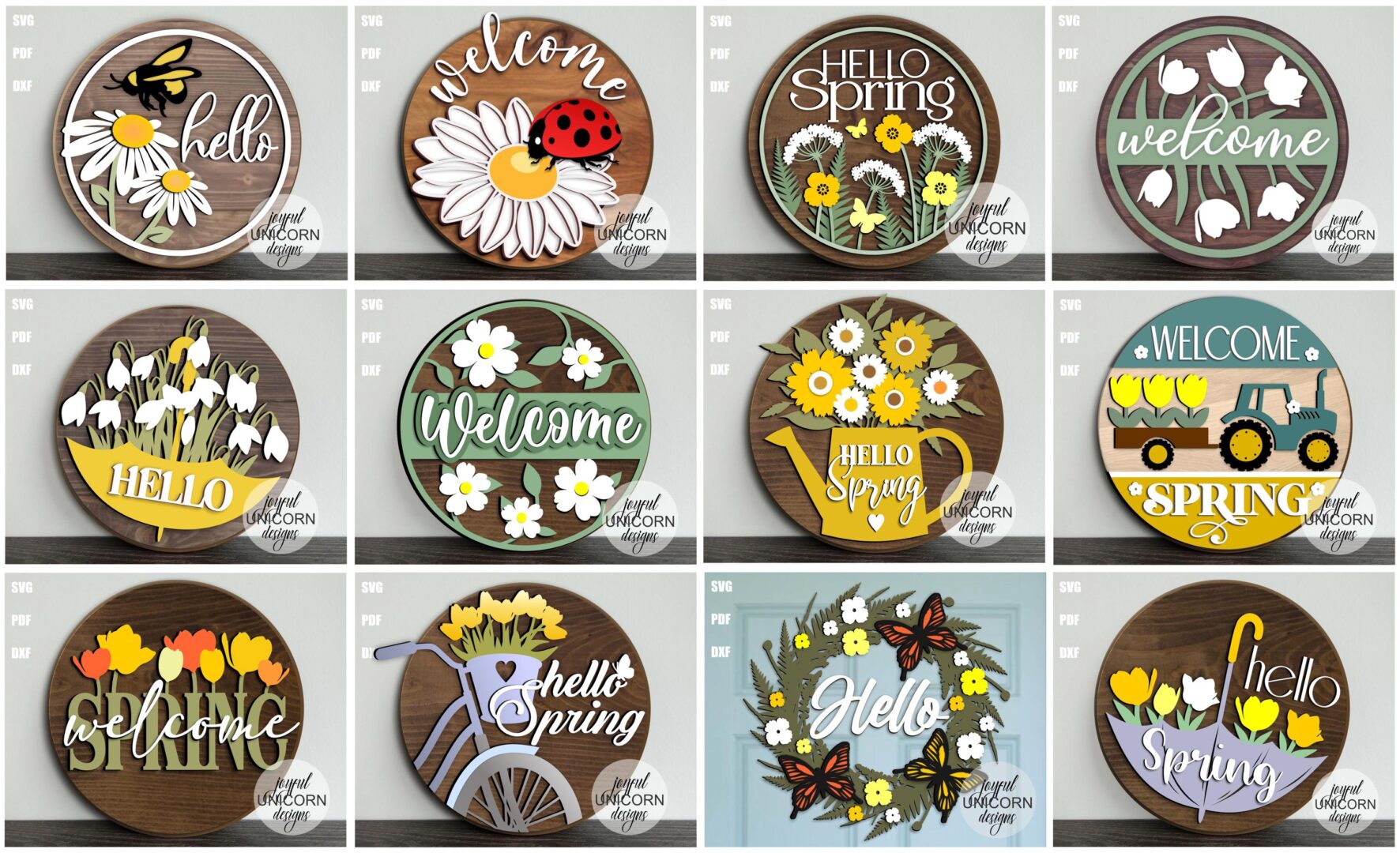 Spring Door Hangers SVG Bundle, Spring Welcome Signs, Glowforge and Cricut Ready Files, Spring Welcome Signs, Front Door Signs SVG - Image 9