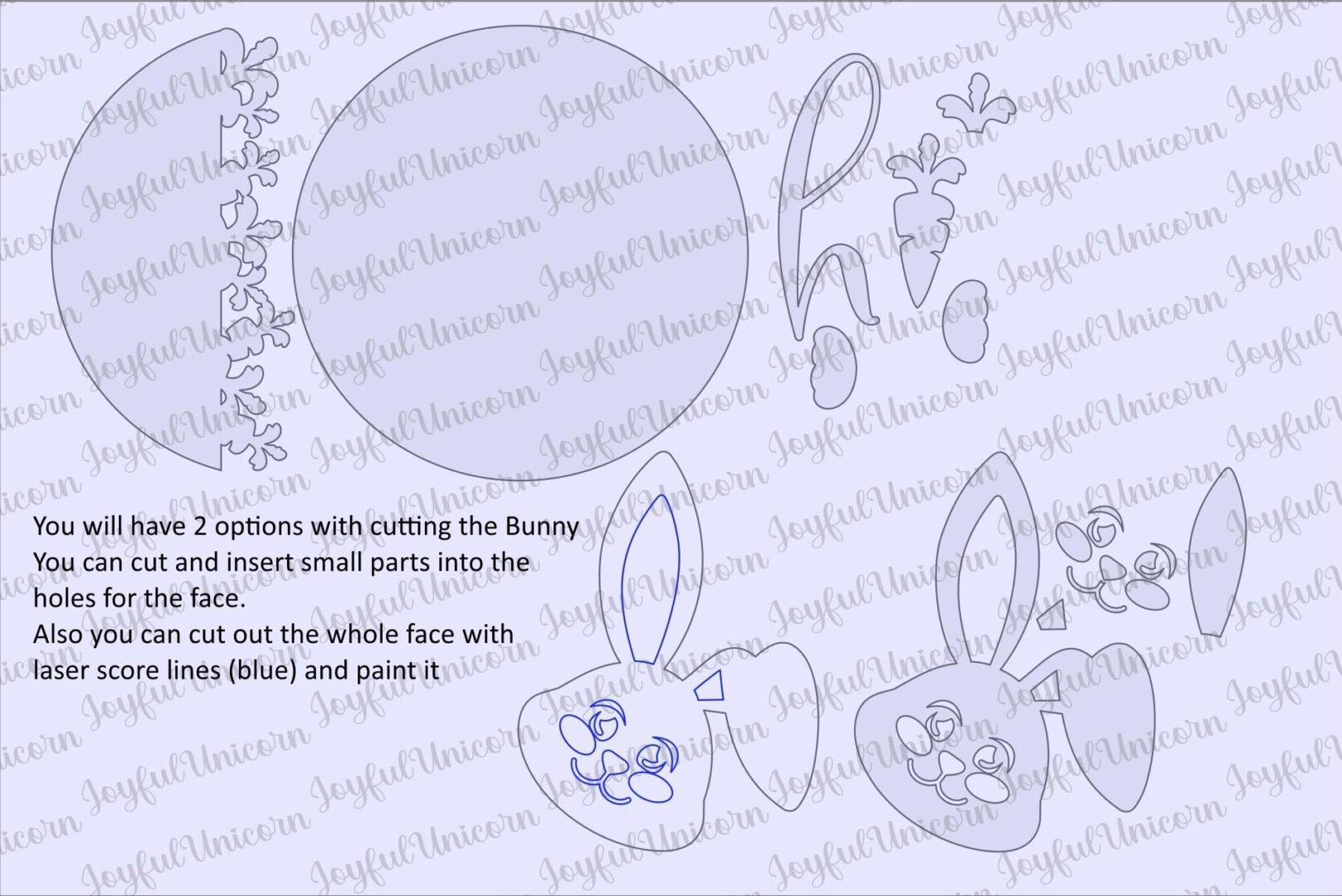 Easter Bunny Welcome Sign SVG, Hi Door Hanger SVG, Easter Rabbit Front Door Decor, Laser Cut File, Glowforge and Cricut Ready Files - Image 3