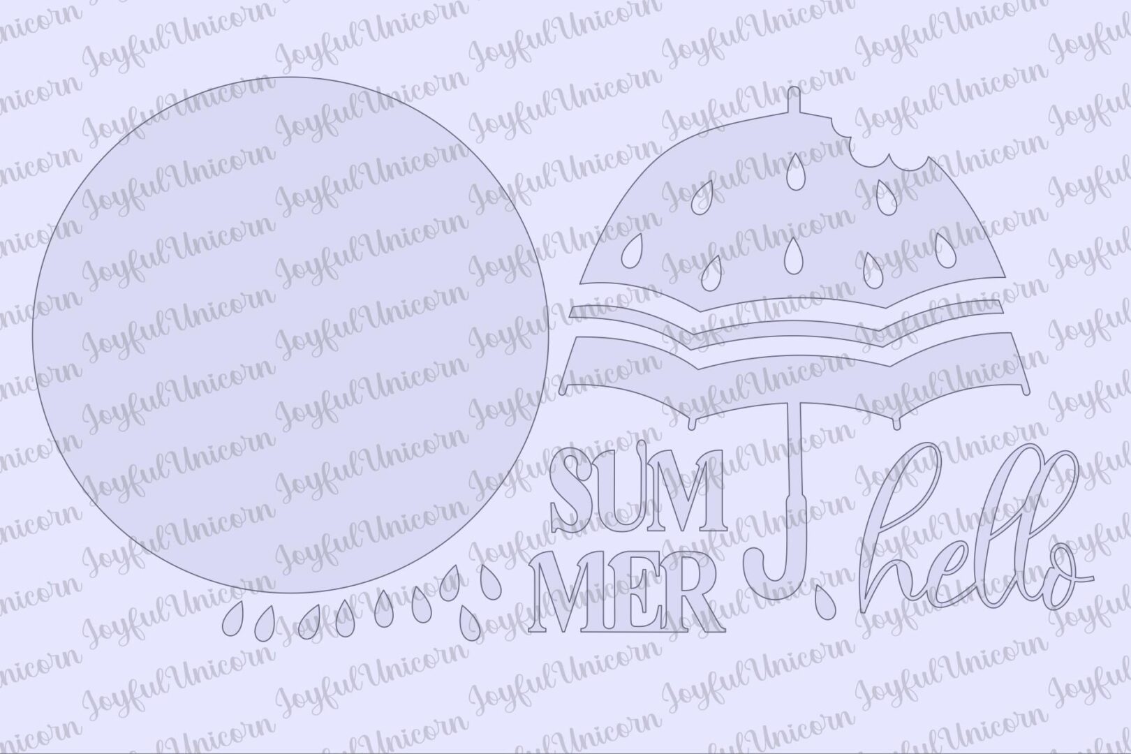 Hello Summer Door Hanger SVG, Summer Watermelon Sign SVG, Glowforge and Cricut Ready File, Watermelon Umbrella SVG, Summer Laser Cut File - Image 3