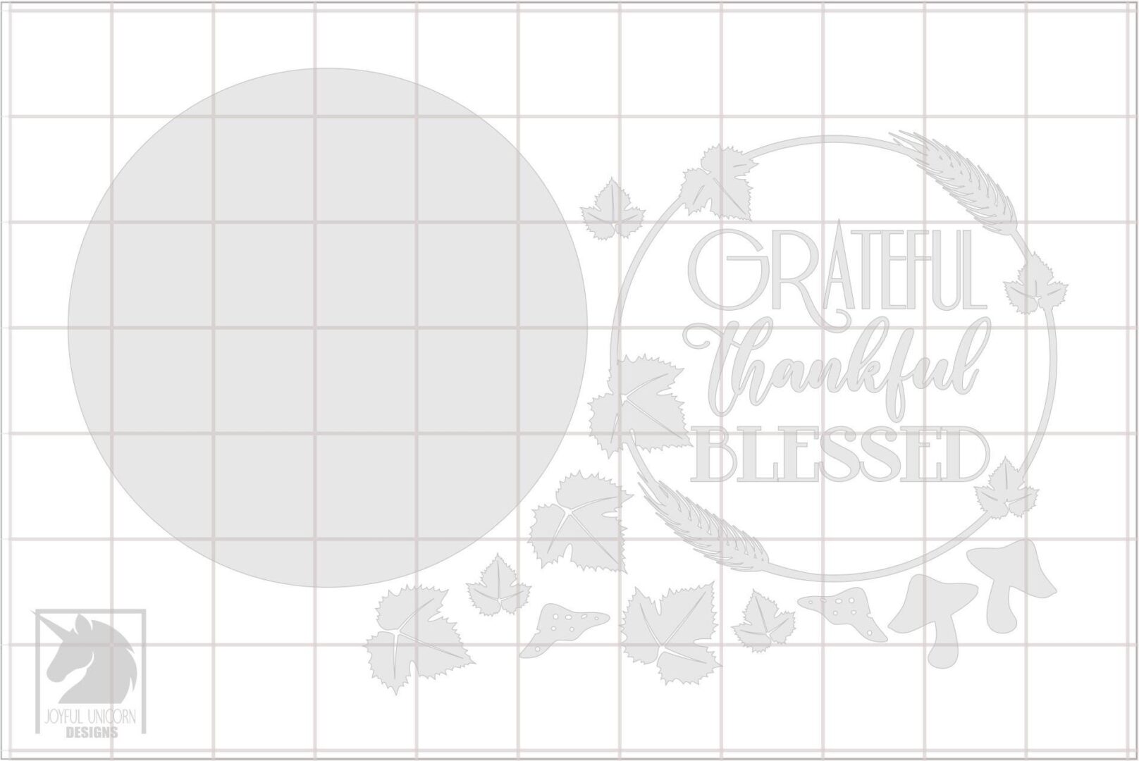 Grateful Thankful Blessed Sign SVG Fall Wreath Door Hanger with Mushrooms and Leaves Harvest Laser Cut File SVG Digital Download File - Image 3