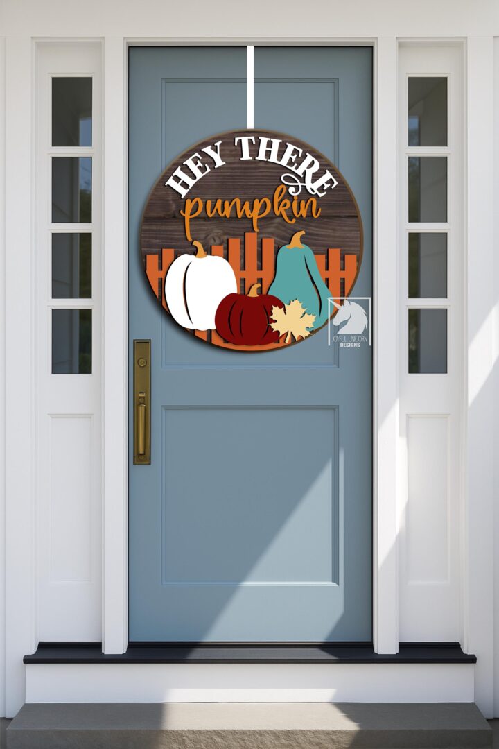 Hey There Pumpkin Door Hanger SVG Fall Pumpkin Fence Round Sign Laser Cut File Autumn Porch Decor Glowforge & XTool Digital Download PDF DXF - Image 2