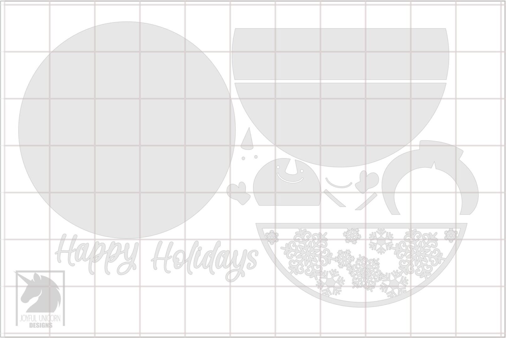 Happy Holidays Snowman SVG Winter Door Hanger Laser Cut File Christmas Round Sign with Snowflakes PDF DXF for Glowforge Cricut XTool - Image 3