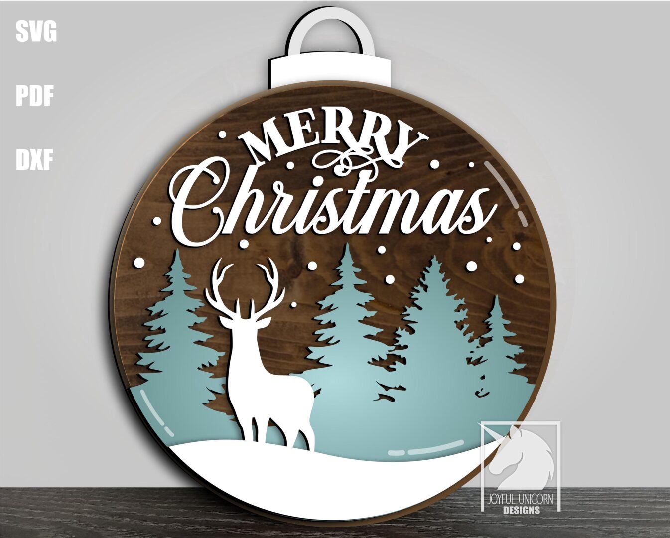 Merry Christmas Door Hanger SVG Christmas Ball Welcome Sign Deer Round Sign SVG Laser Cut File Glowforge Xtool Cricut Christmas Decor SVG