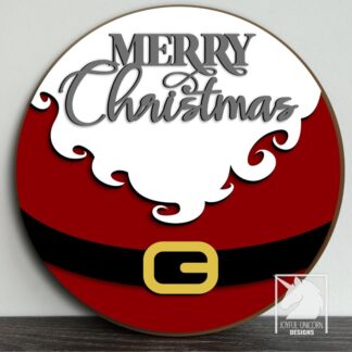 Santa Belt Merry Christmas Door Hanger SVG Laser Cut File Santa Beard SVG Front Door Decor Glowforge Cricut Xtool Ready Files