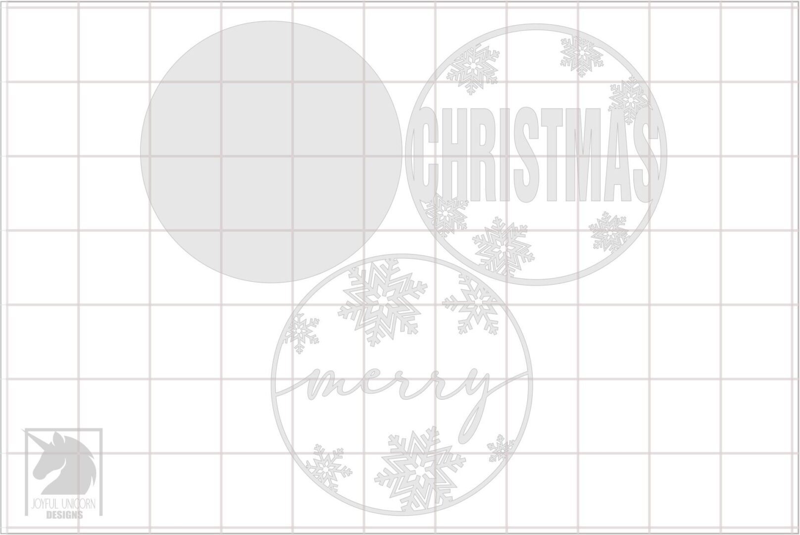 Merry Christmas Wood Round Sign SVG Winter Snowflakes Door Hanger Glowforge Xtool Cricut Ready File PDF DXF Digital Download - Image 3