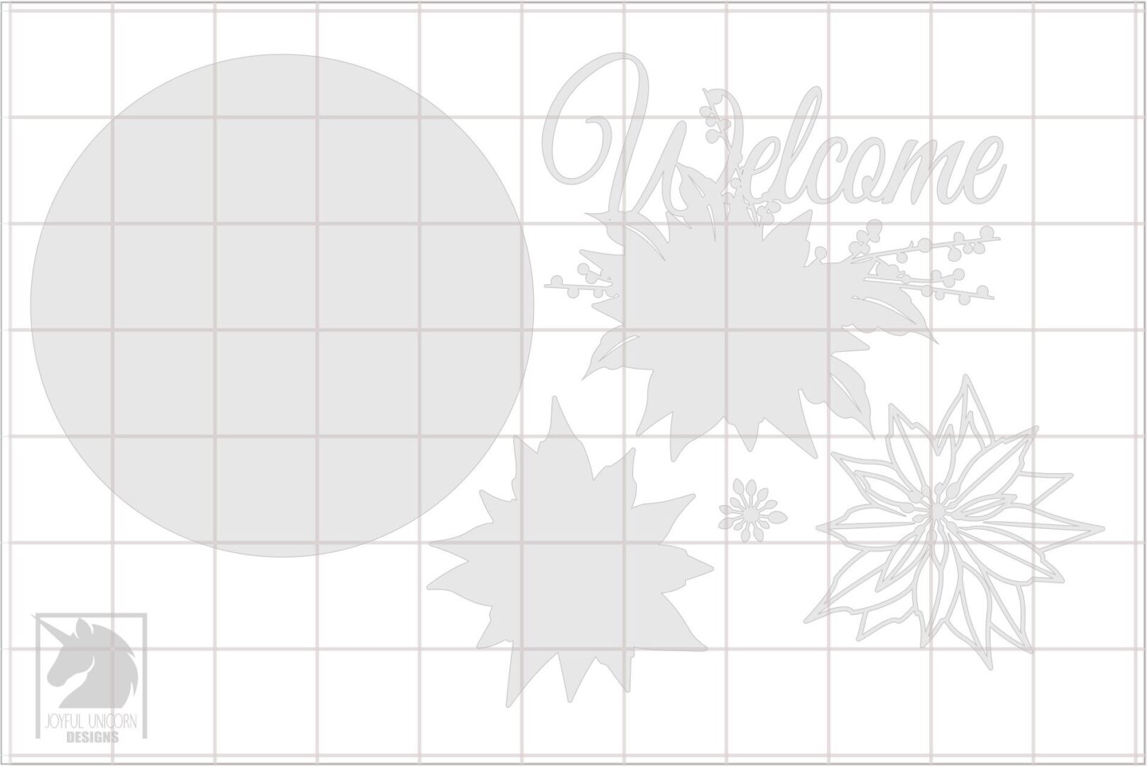Poinsettia Welcome Sign SVG Christmas Round Door Hanger Laser Cut File Holiday Floral Sign DXF for Cricut Xtool Glowforge Digital Download - Image 3