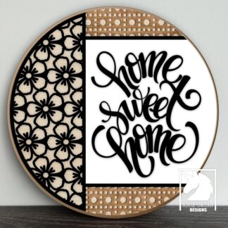 Home Sweet Home Door Hanger SVG, Daisy Round Sign, Glowforge and Cricut Ready File, Floral Welcome Sign SVG, Laser Cur File, Farmhouse Sign