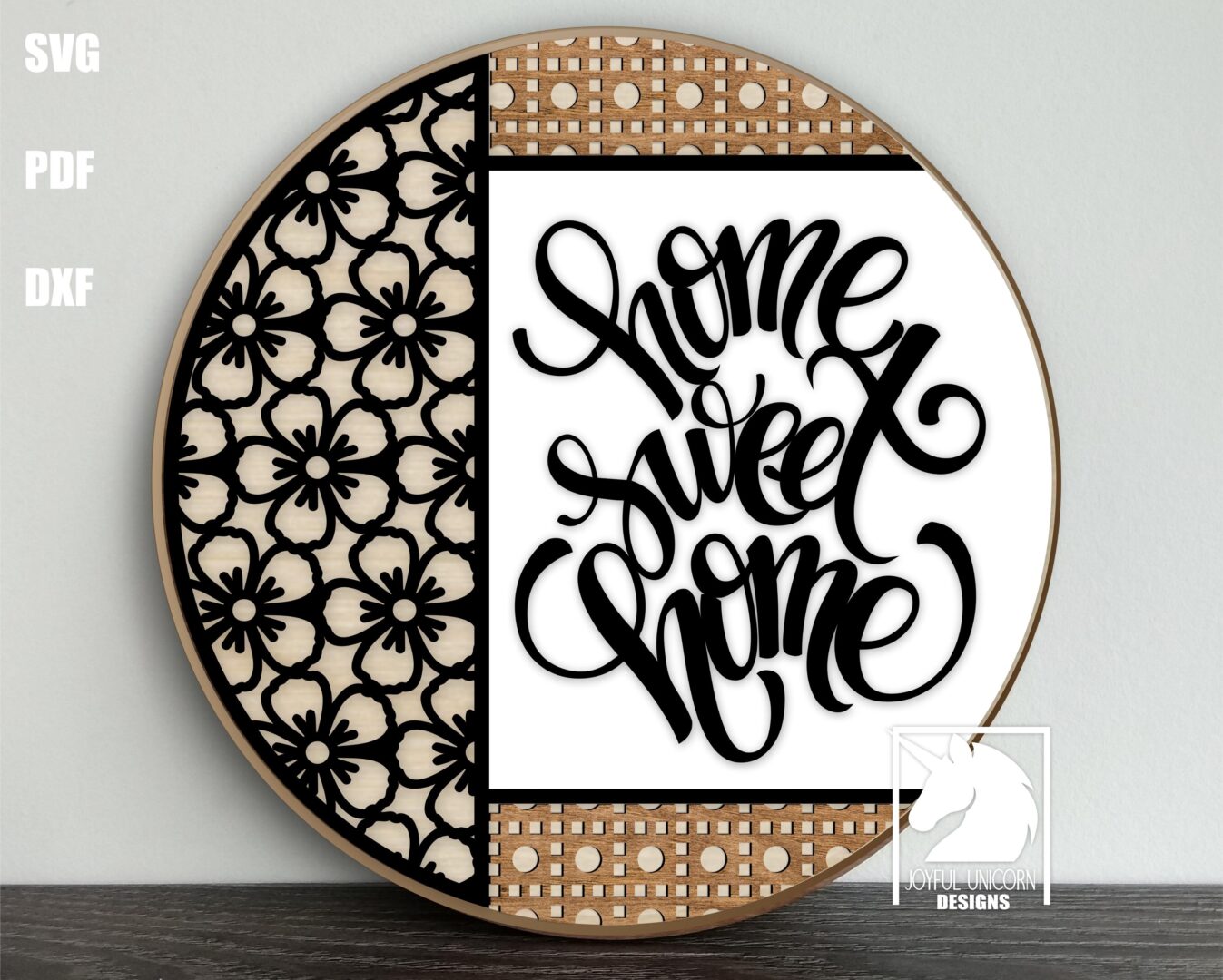 Home Sweet Home Door Hanger SVG, Daisy Round Sign, Glowforge and Cricut Ready File, Floral Welcome Sign SVG, Laser Cur File, Farmhouse Sign