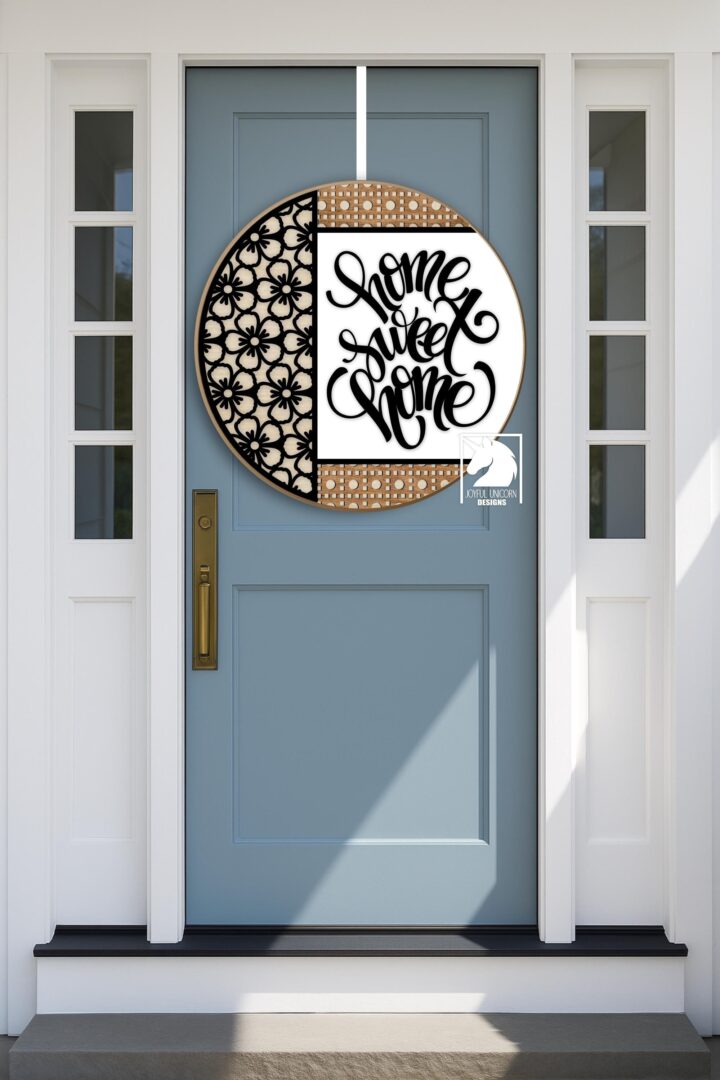 Home Sweet Home Door Hanger SVG, Daisy Round Sign, Glowforge and Cricut Ready File, Floral Welcome Sign SVG, Laser Cur File, Farmhouse Sign - Image 2