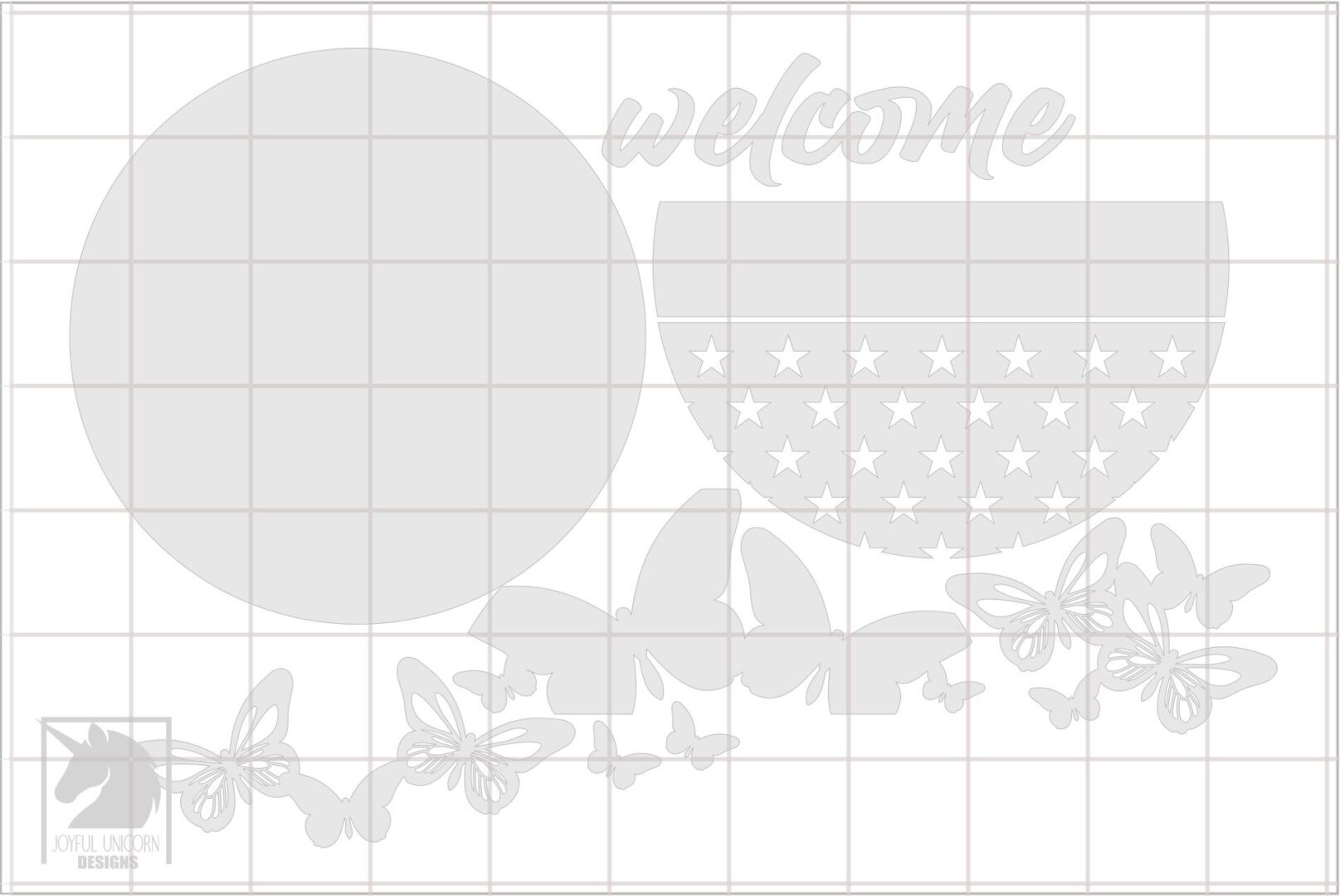 Patriotic Butterfly Welcome Sign SVG 4th of July Door Hanger Red White Blue Laser Cut File USA Stars Digital Fie Independence Day DXF - Image 3