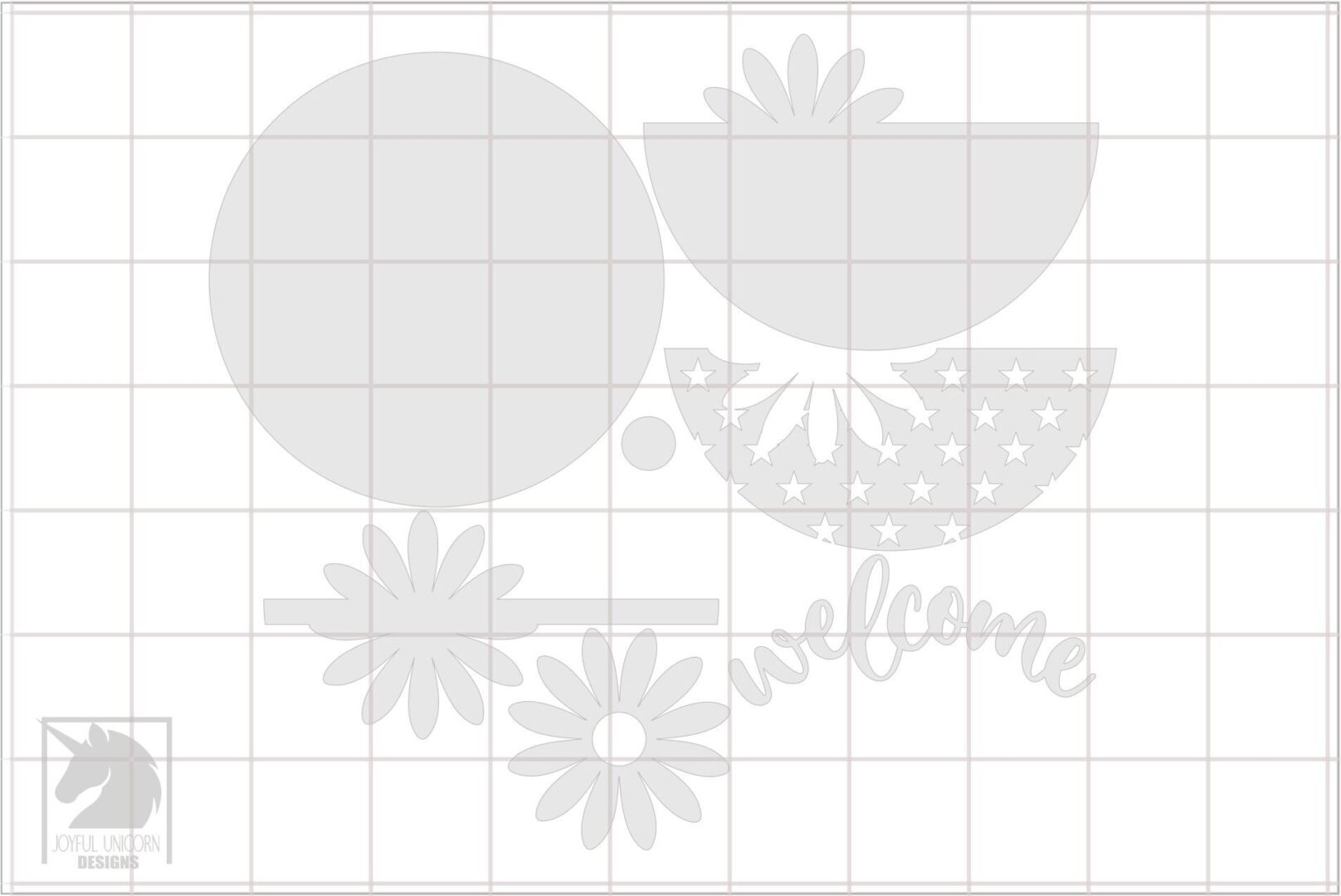 Patriotic Daisy Welcome Sign SVG 4th of July Door Hanger Red White Blue Round Sign Laser Cut File Digital Download for Xtool Glowforge - Image 3