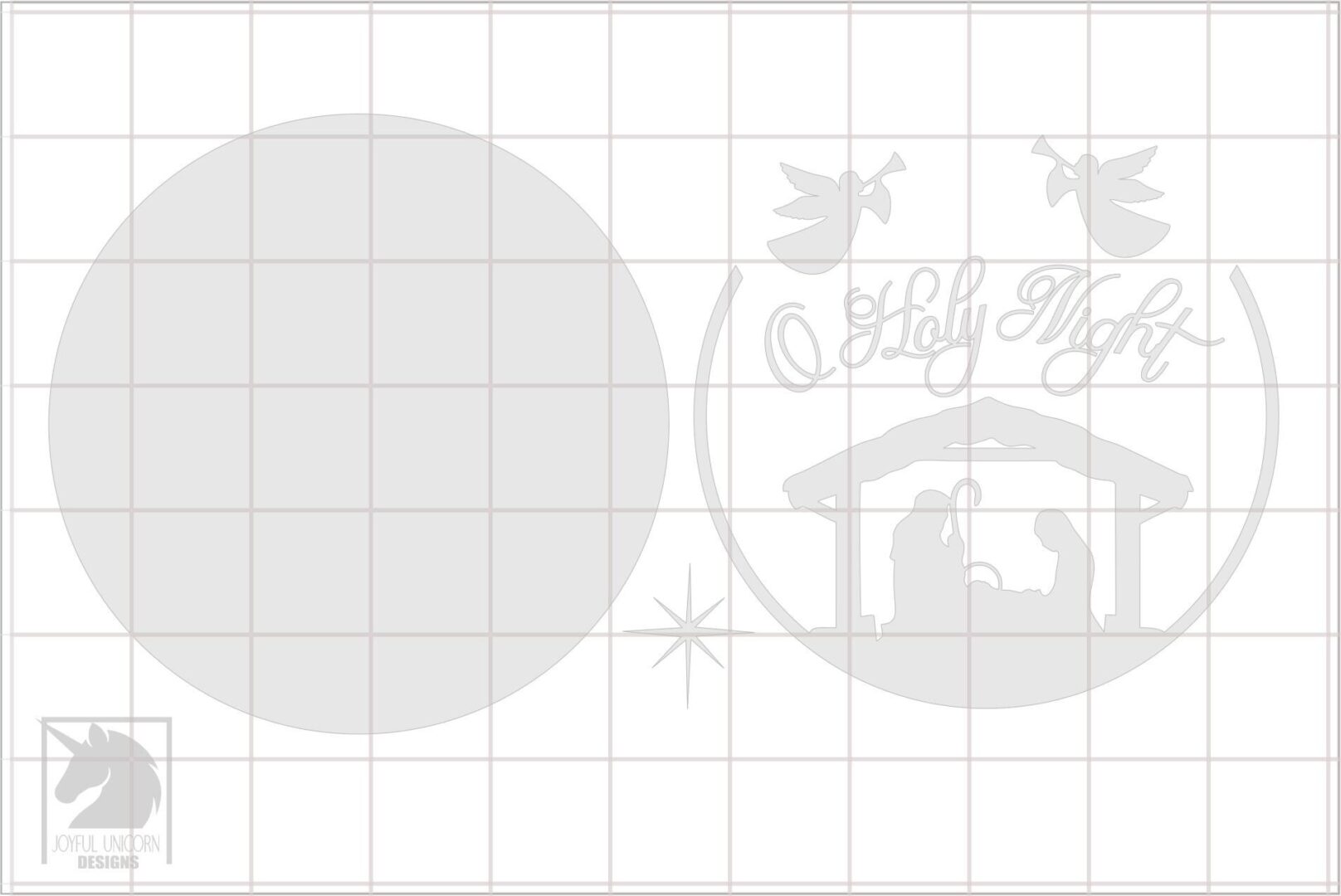 O Holy Night Nativity Scene SVG Christmas Round Sign Laser Cut File Angels and Manger Digital Download PDF DXF for Glowforge Cricut Xtool - Image 3