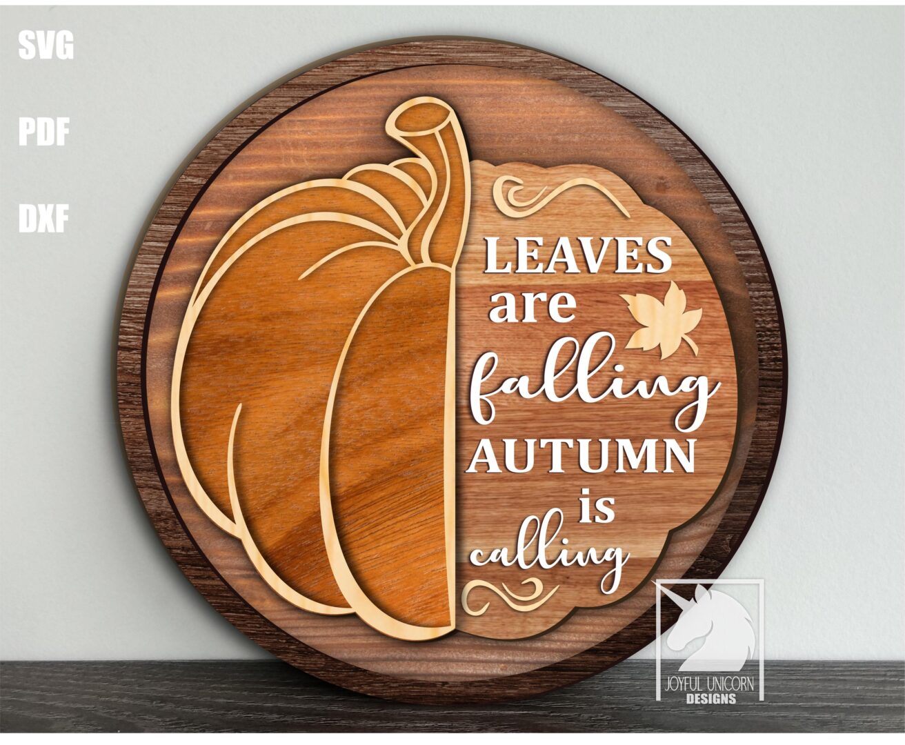 Leaves Are Falling Autumn Is Calling Round Sign SVG Fall Door Hanger SVG Autumn Welcome Sign Laser Cut File for Glowforge Cricut Xtool
