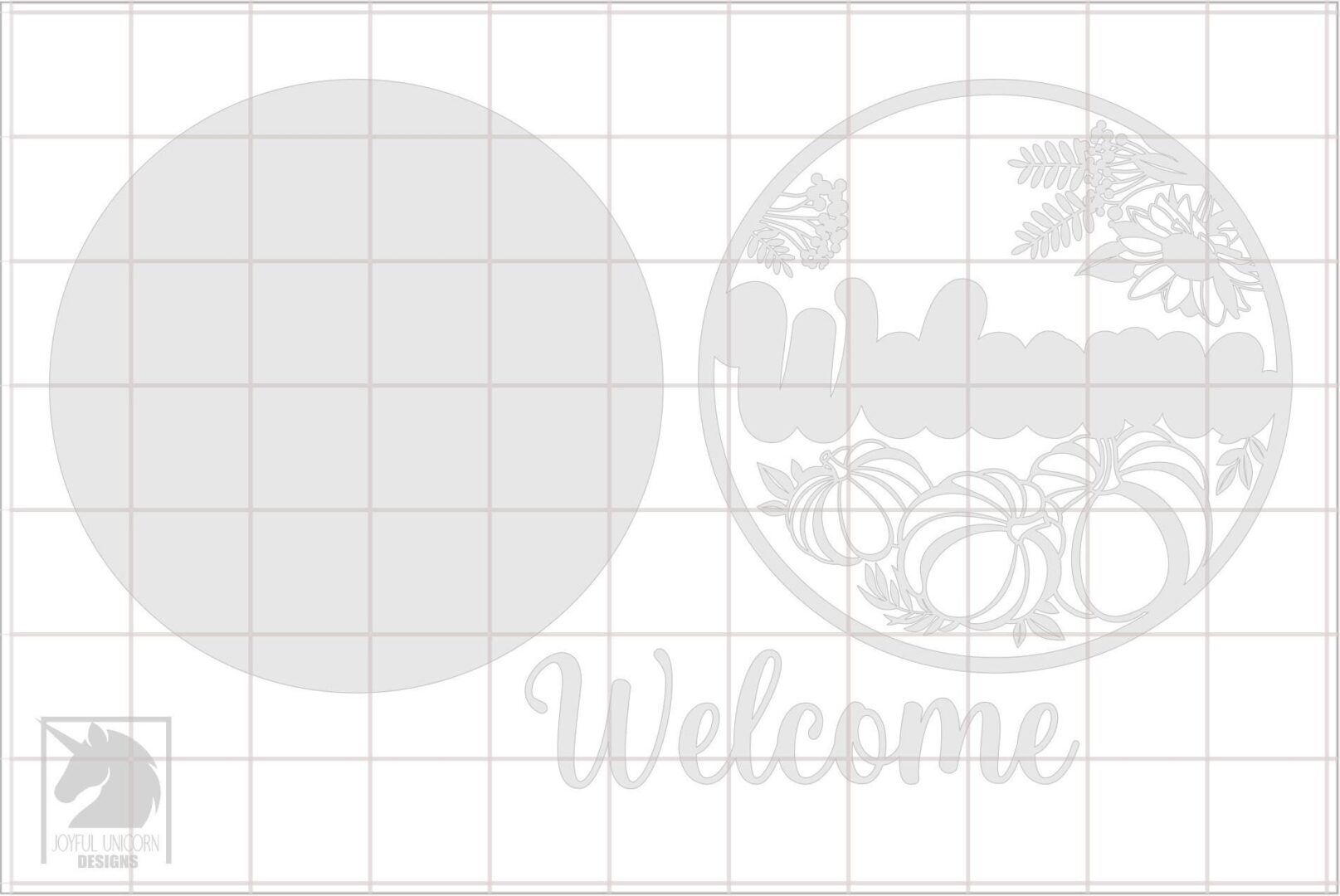 Welcome Door Hanger SVG Fall Floral Pumpkin Round Sign Laser Cut File Autumn Porch Decor Digital Download PDF DXF for Glowforge & XTool - Image 3