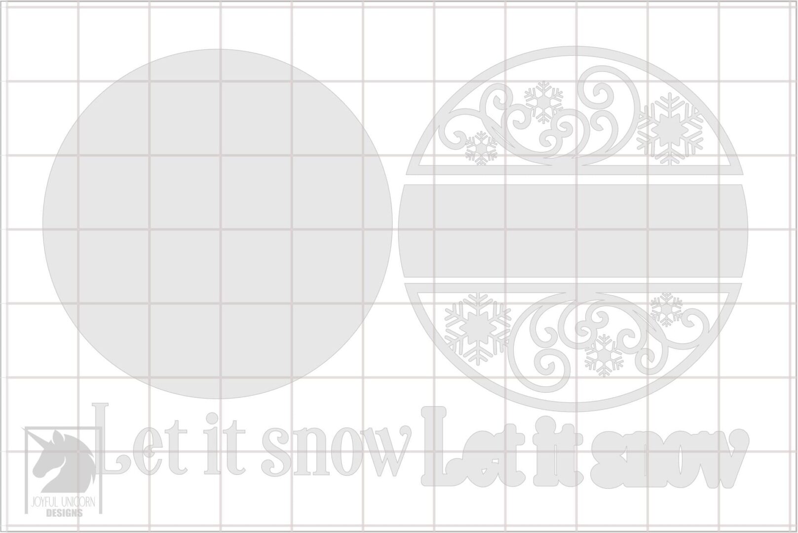 Let It Snow Sign SVG Winter Snowflake Door Hanger Laser Cut File Holiday Round Sign for Glowforge XTool Cricut PDF DXF Download - Image 3