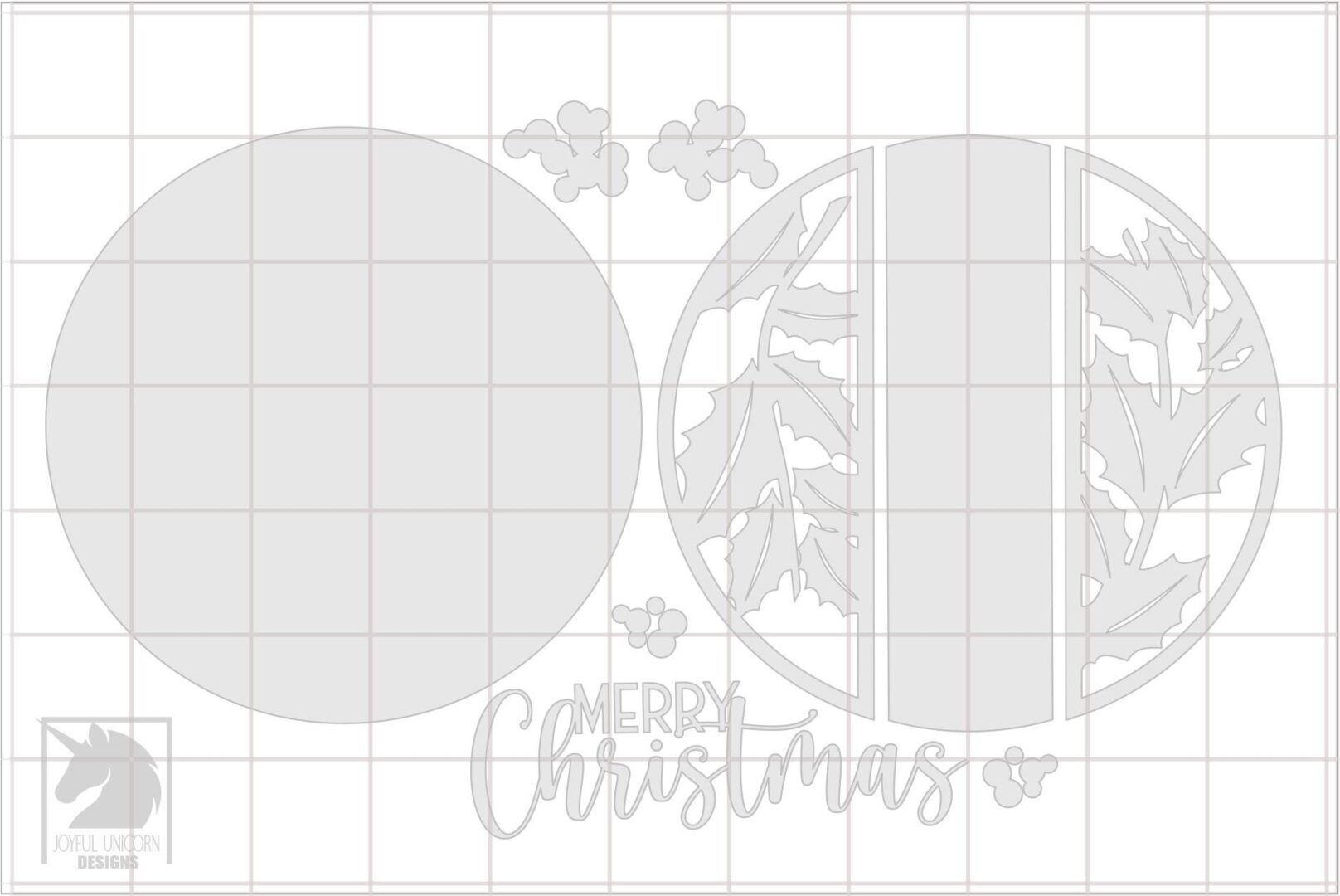 Merry Christmas Sign SVG Christmas Holly Door Hanger SVG Mistletoe Welcome Sign Round Sign for Glowforge XTool Cricut Holiday DXF File - Image 3