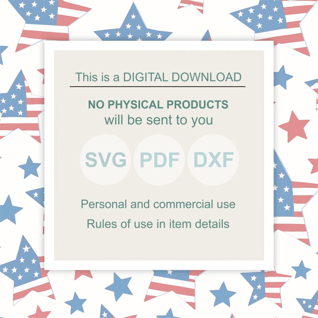 Patriotic Welcome Sign SVG 4th of July Round Door Hanger DXF Fireworks Laser Cut File American Flag Sign Glowforge XTool Cricut Ready File - Image 4