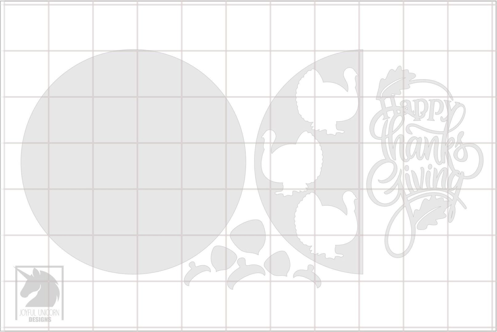 Happy Thanksgiving Door Hanger SVG, Turcey Round Sign Laser Cut File, Autumn Acorn Front Porch Sign, Digital Download for Glowforge Xtool - Image 3