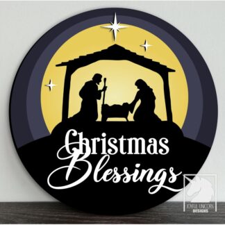 Nativity Scene Christmas Blessings SVG Christian Layered Round Sign Laser Cut File for Glowforge Cricut Xtool Holiday PDF DXF Download