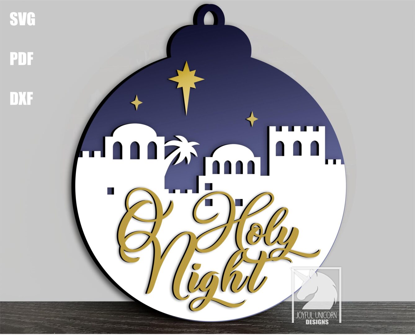 O Holy Night Door Hanger SVG Christmas Bethlehem Scene Sign Nativity Door Hanger SVG Laser Cut File Christmas Ball Sign Glowforge File