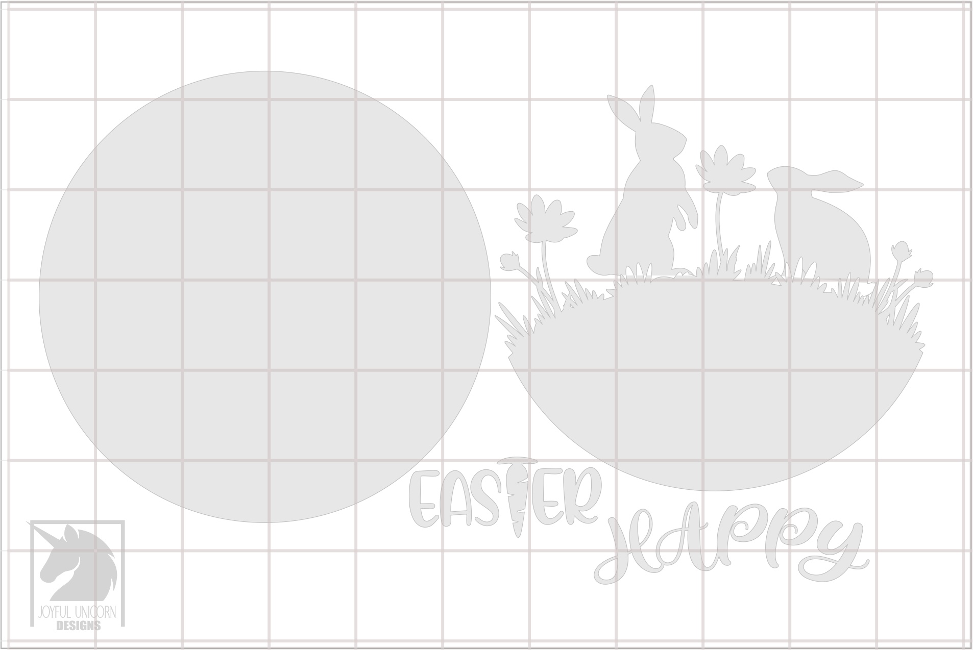 Happy Easter Round Sign SVG, Easter Bunny Door Hanger SVG, Easter Welcome Sign SVG, Glowforge Ready File, Laser Cut File, Wood Round Sign - Image 3