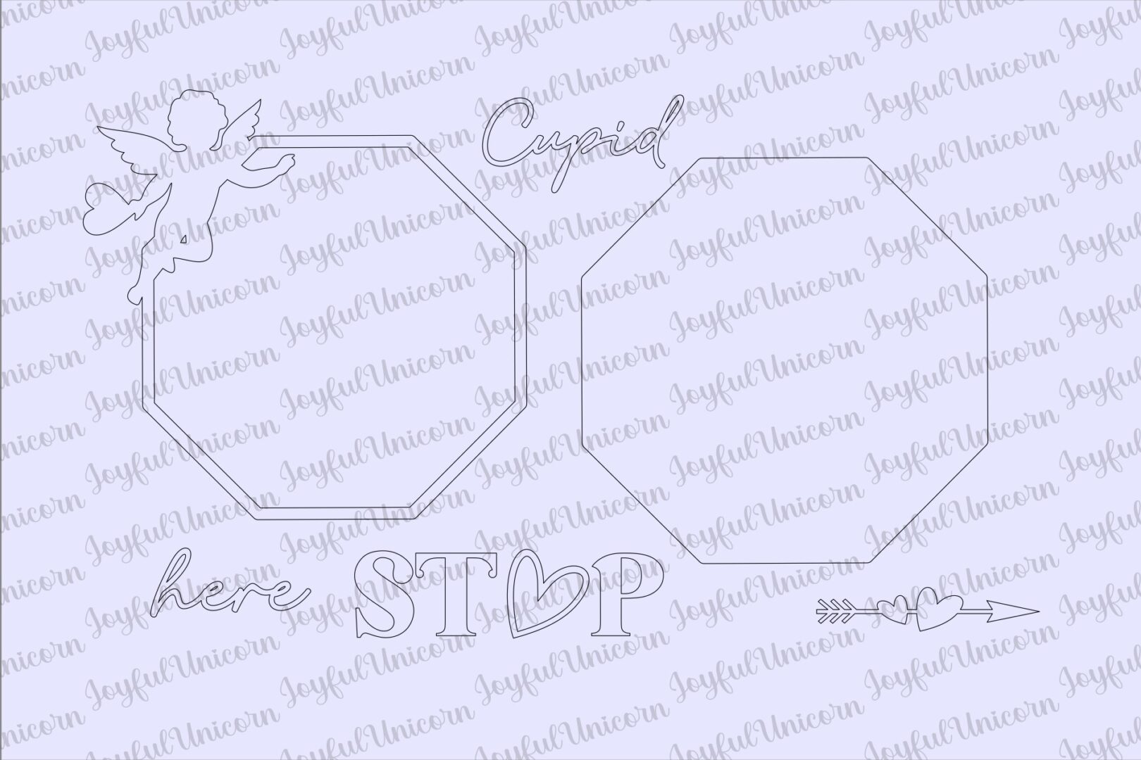 Cupid Stop Here Sign SVG, Valentines Day Door Hanger SVG, Valentines Day Welcome Sign SVG, Glowforge Ready File, Cupid Sign svg, Wood Sign - Image 3