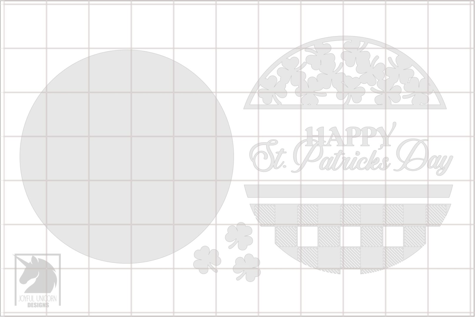 Happy St. Patrick's Day Round Sign SVG, Shamrock Door Hanger SVG, Clover Welcome Sign, Laser Cut File, Glowforge and Cricut Ready File - Image 3