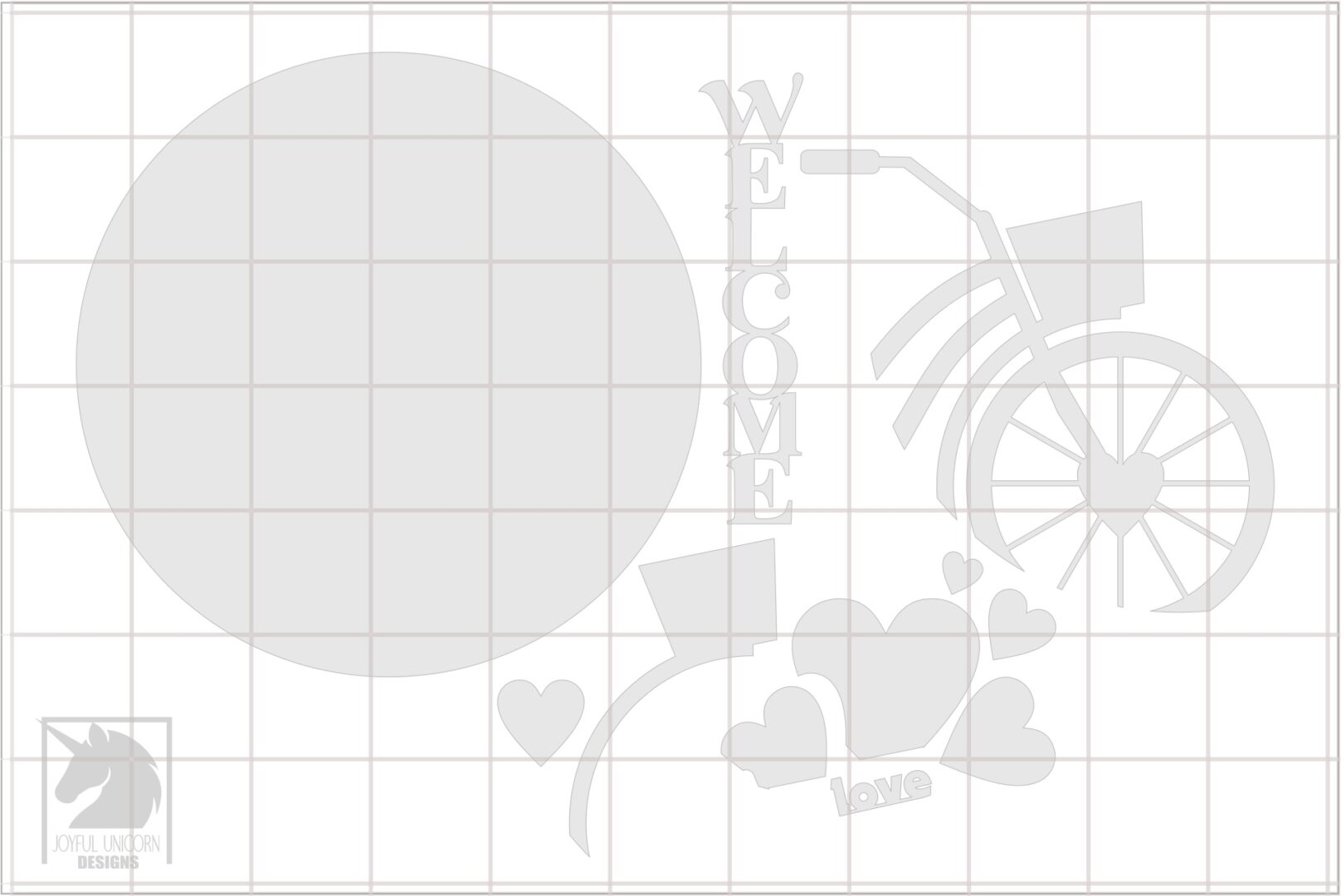 Valentine's Day Bicycle Door Hanger SVG, Valentine Welcome Sign SVg, Glowforge and Cricut Ready File, Bicycle with Hearts Sign SVG - Image 3