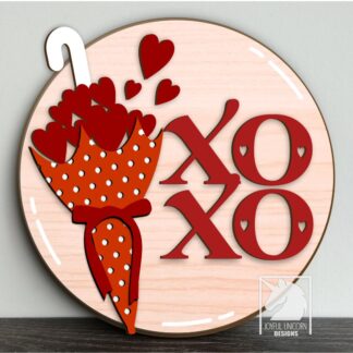 Xoxo Door Hanger SVG, Ambrella With Hearts Sign SVG, Valentine's Day Welcome Sign SVG, Glowforge and Cricut Ready File, Love Front Door Sign