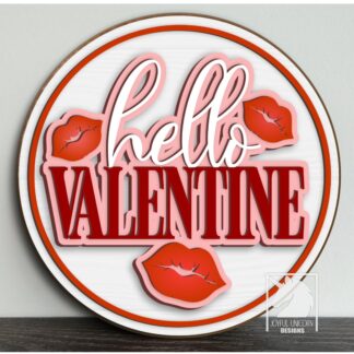 Hello Valentine Door Hanger SVG, Valentine's Day Welcome Sign SVG, Glowforge and Cricut Ready File, Love Front Door Decor, Laser Cut File