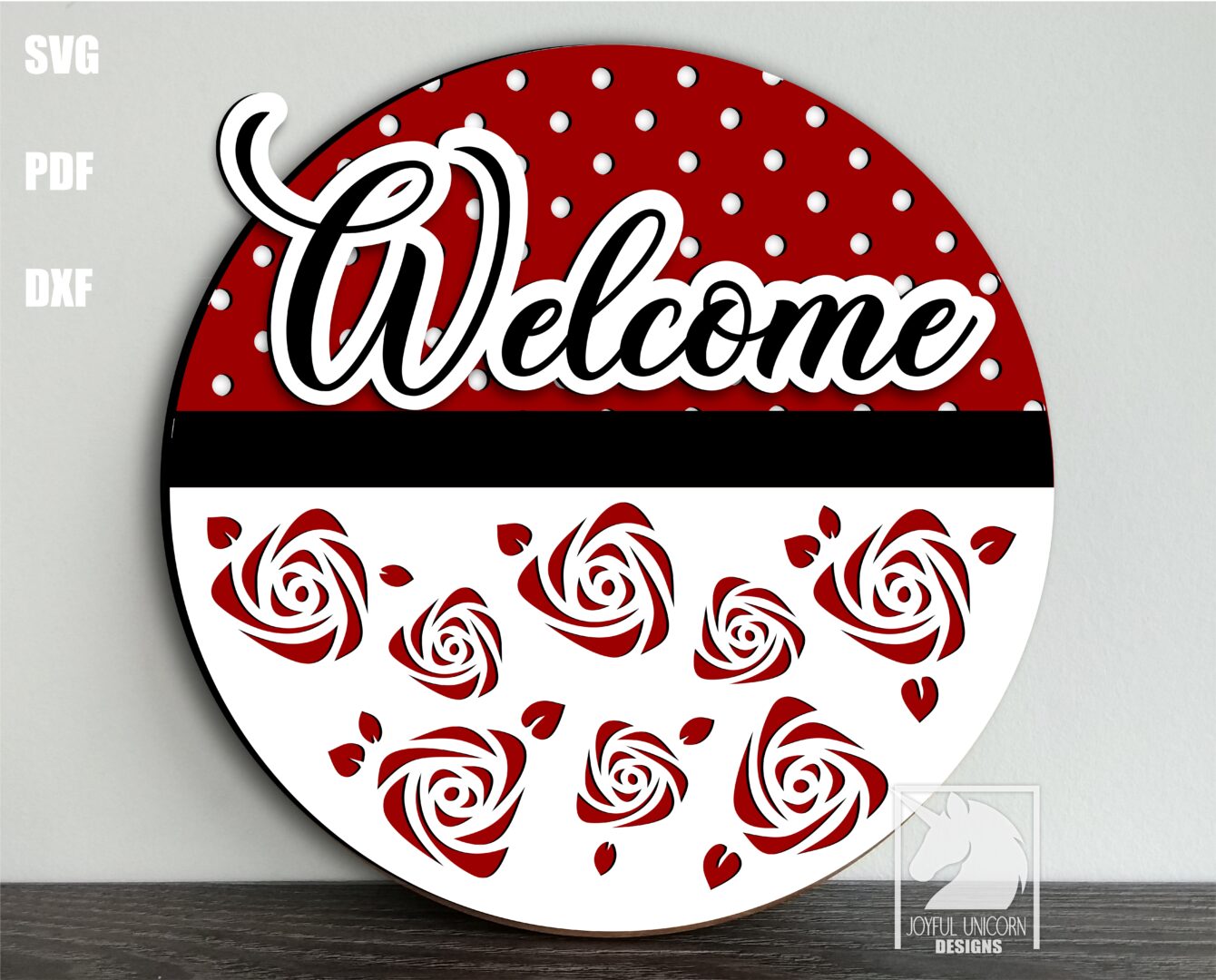 Valentine's Day Welcome Sign SVG, Valentines Day Round Sign SVG, Wood Round Sign SVG, Laser Cut File, Glowforge svg File