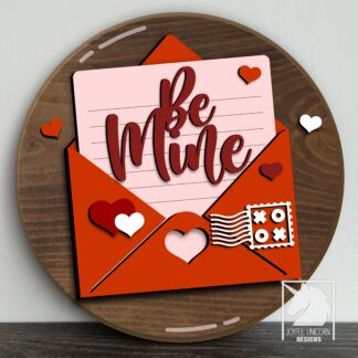 Be Mine Door Hanger SVG, Layered Valentine's Day Love Letter SVG, Valentine Envelope Sign, Glowforge and Cricut ready File, Laser Cut File