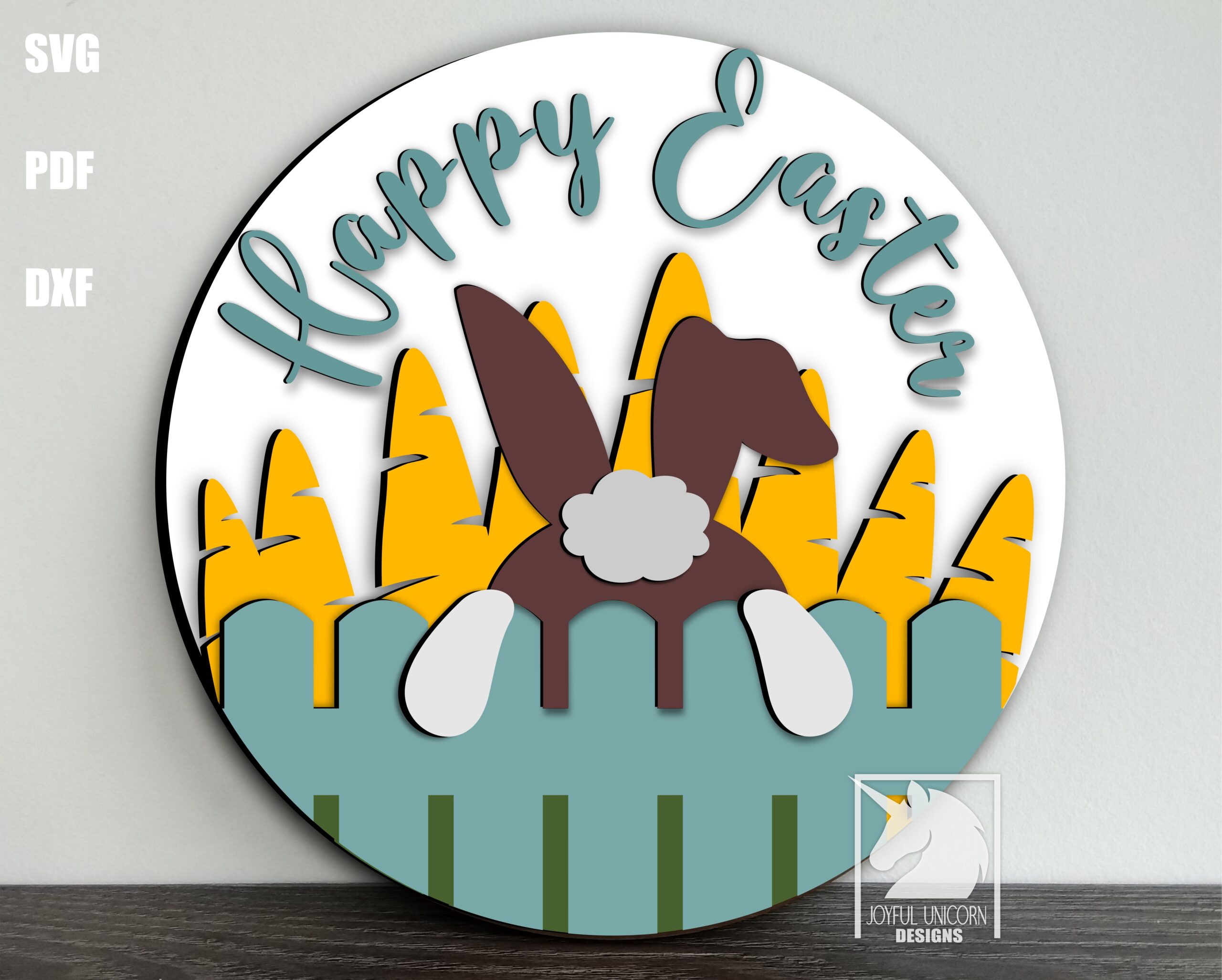Happy Easter Sign SVG, Bunny Tail Sign SVG, Easter Welcome Sign SVG, Glowforge svg File, Cricut svg File, Wood Round Sign, Laser Cut File