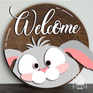 Easter Bunny Welcome Sign SVG, Funny Rabbit Face Door Hanger SVG, Glowforge and Cricut Ready File, Easter Front Door Decor, Laser Cut File