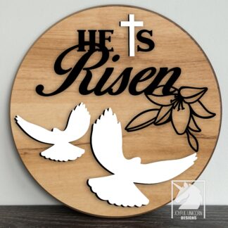 He Is Risen Door Hanger SVG, Easter Religious Sign SVG, Easter Welcome Sign SVG, Glowforge and Cricut Ready File, Easter Front Door Decor