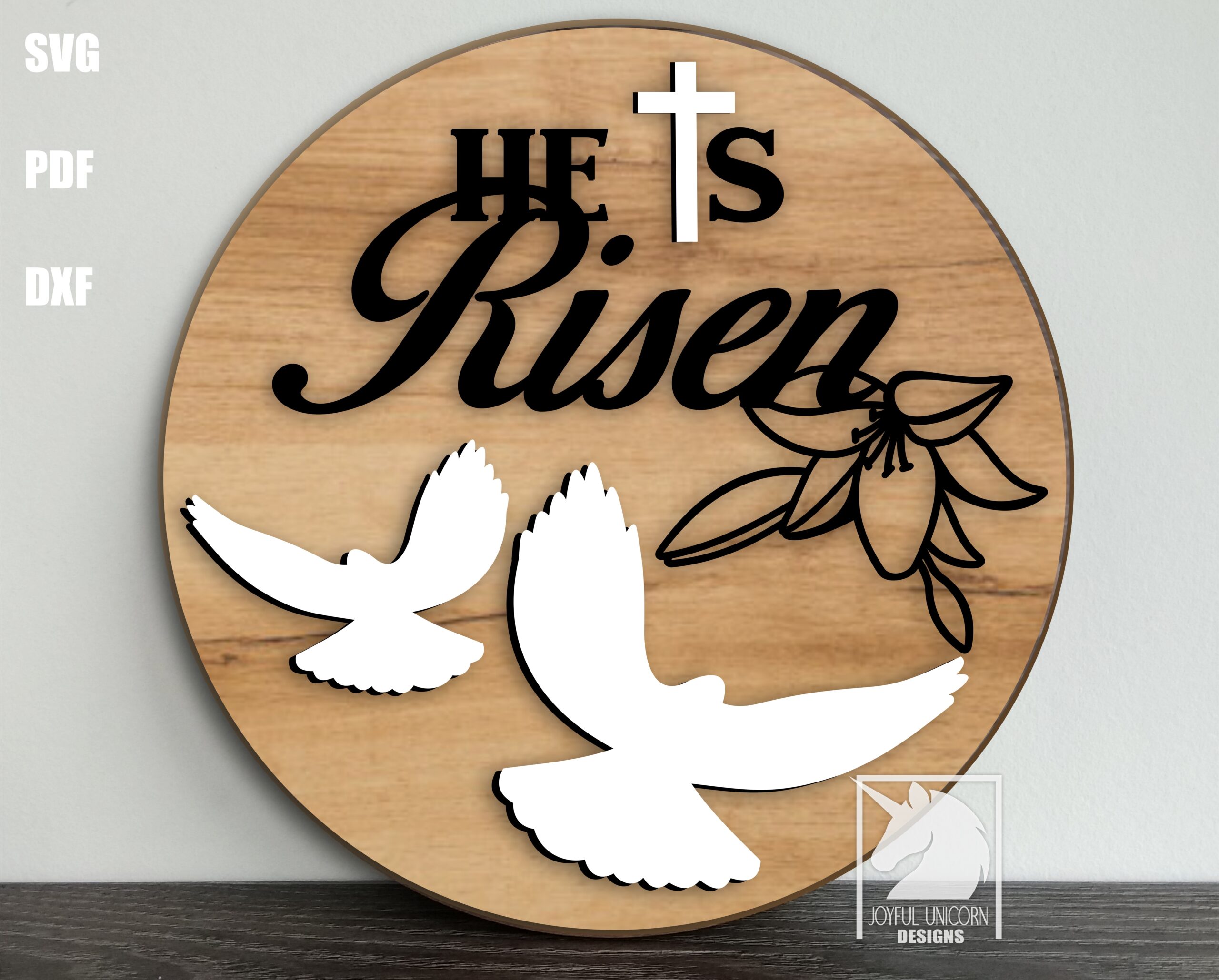 He Is Risen Door Hanger SVG, Easter Religious Sign SVG, Easter Welcome Sign SVG, Glowforge and Cricut Ready File, Easter Front Door Decor