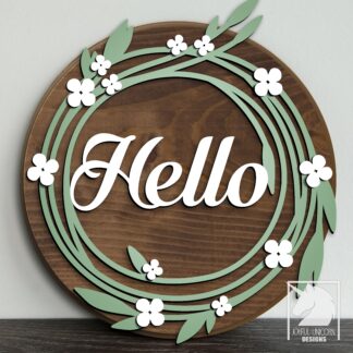 Hello Spring Sign SVG, Spring Wreath Sign SVG, Spring Door Hanger SVG, Welcome Sign svg, Hello Welcome Sign, Laser Cut File
