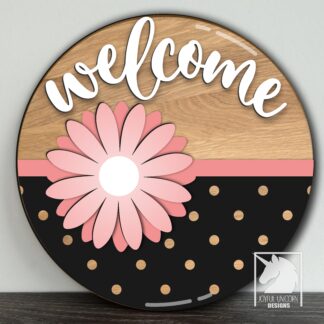 Daisy Welcome Sign SVG, Spring Door Hanger, Summer Door Hanger, Glowforge SVG File, Wood Round Sign, Laser Cut File, Front Door Sign