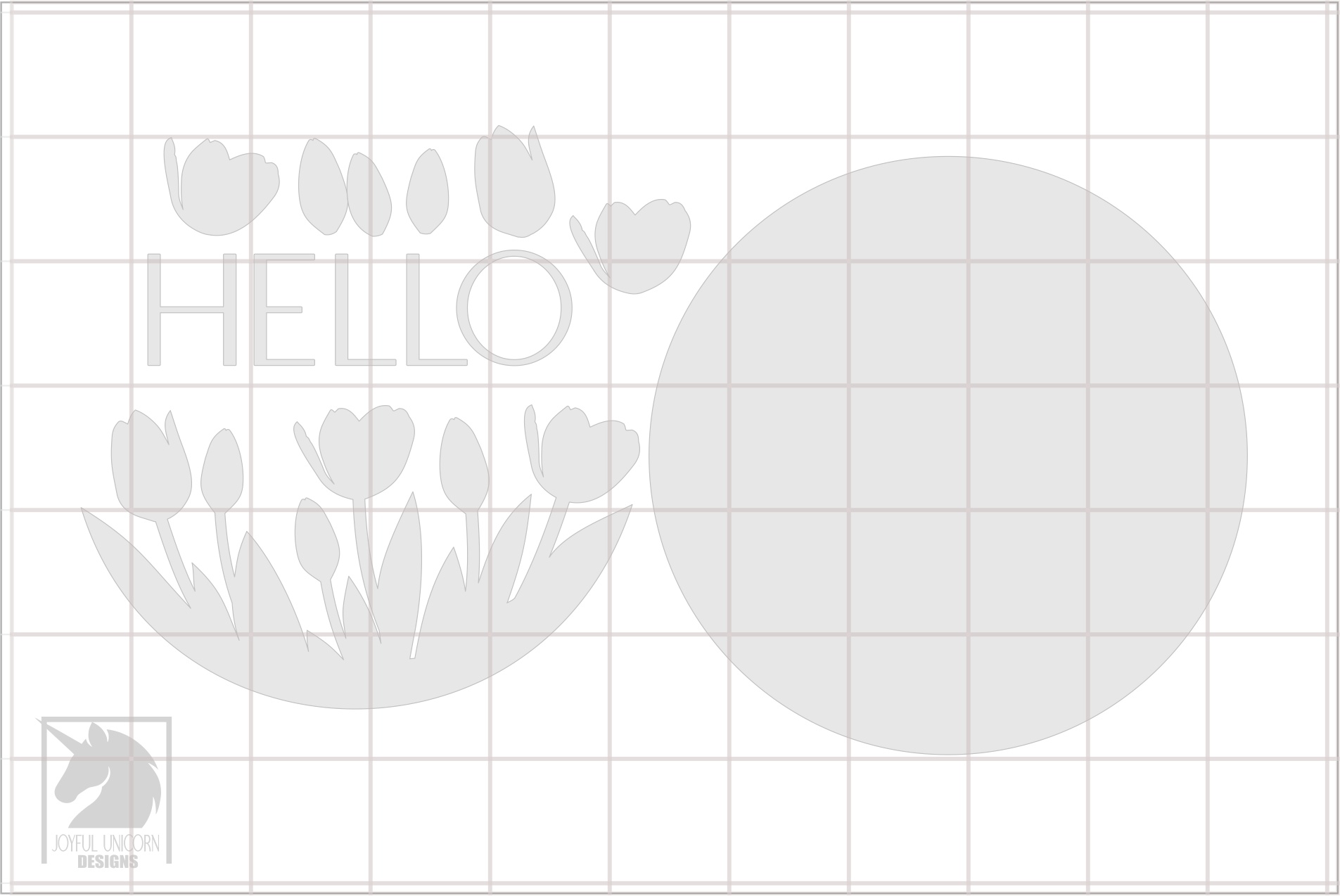 Hello Spring Sign SVG, Tulip Door Hanger SVG, Hello Welcome Sign SVG, Floral Door Hanger svg, Laser Cut File, Wood Round Sign svg - Image 3