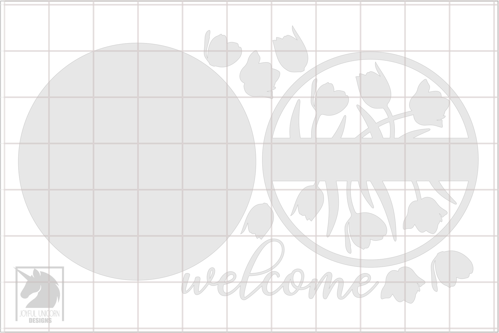 Spring Welcome Sign SVG, Tulip Door Hanger SVG, Wood Round Sign, Floral Welcome Sign SVG, Laser Cut File for Cricut and Glowforge - Image 3