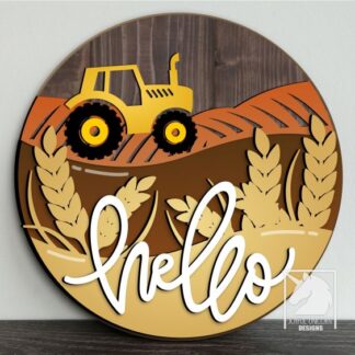Fall Tractor Welcome Sign SVG, Autumn Fields Door Hanger SVG, Autumn Harvest Laser Cut File, Digital Download for Cricut, Xtool, Cricut